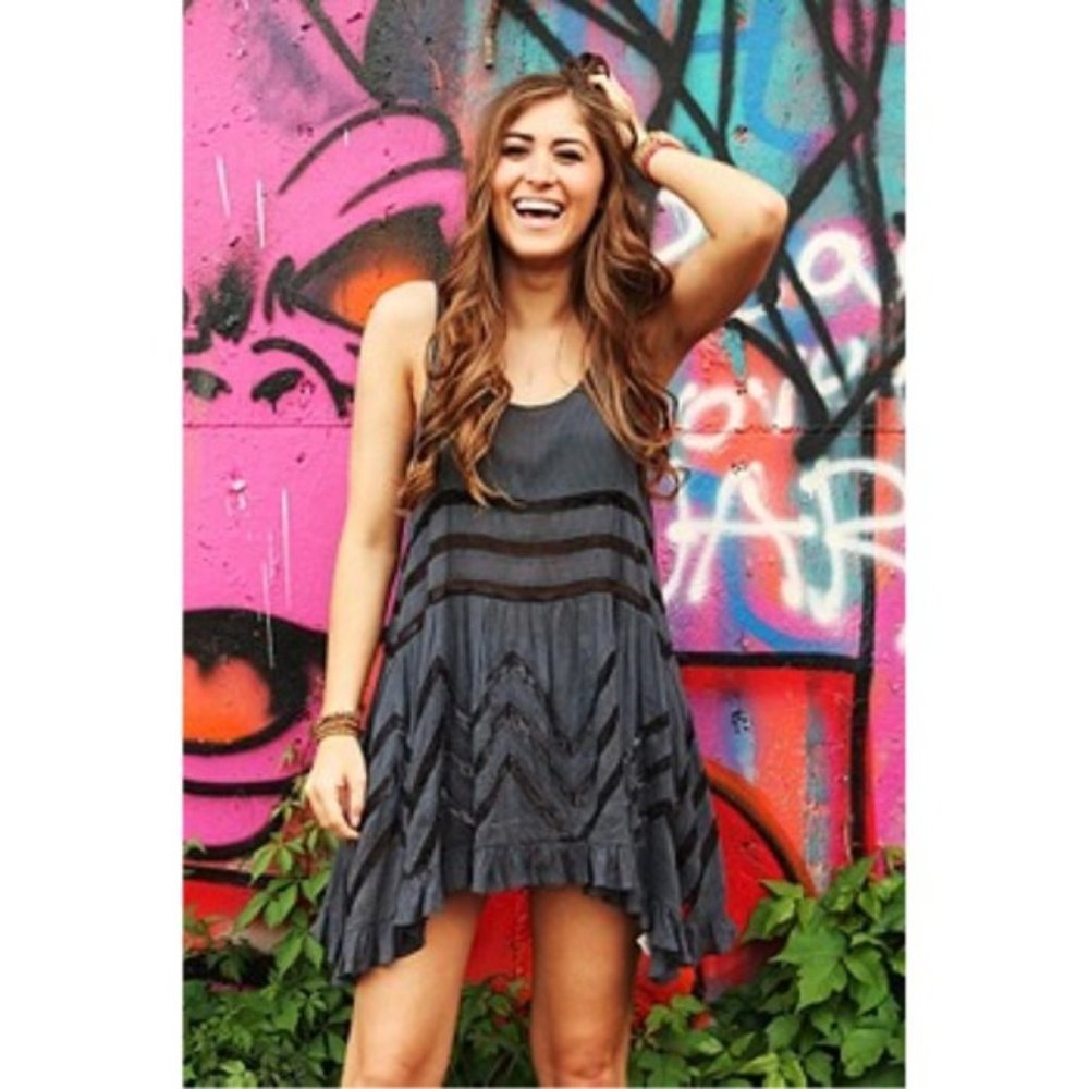 Intimately Free People Trapeze Voile Tiny Dot Trapeze Slip Dress - Storm